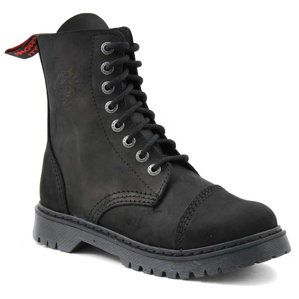 Angry Itch 8 Eyelet Boots Vintage Black Leather