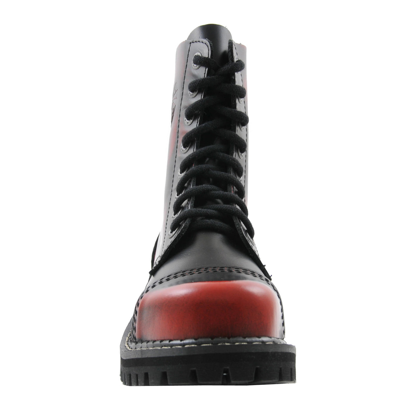 Angry Itch 8 Eyelet Boots with Steel Toe Cap Red Rub Off Leather